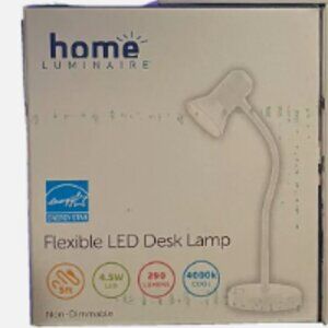 1 White Desk Lamp LED plug in Light Cord is 5 Feet - Bundle to Save
